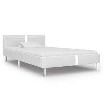 vidaXL Bedframe met LED kunstleer wit 90x200 cm