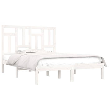 vidaXL Bedframe massief hout wit 120x190 cm