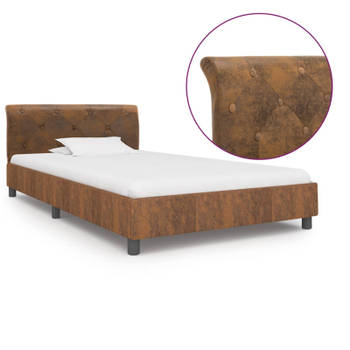 vidaXL Bedframe kunstsuède bruin 100x200 cm