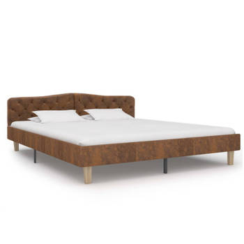 vidaXL Bedframe kunstsuède bruin 180x200 cm