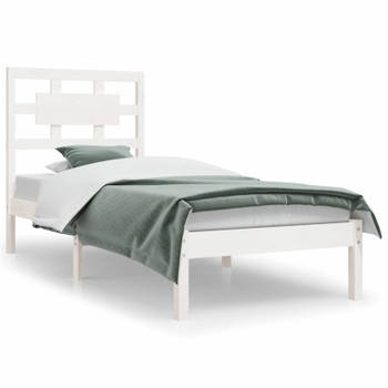 vidaXL Bedframe zonder matras massief grenenhout wit 140x200 cm