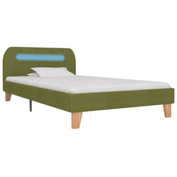 vidaXL Bedframe met LED stof groen 90x200 cm