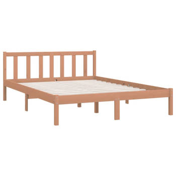 vidaXL Bedframe grenenhout honingbruin 150x200 cm