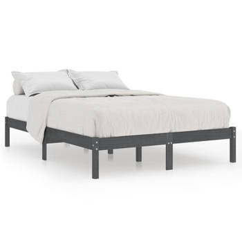 vidaXL Bedframe massief grenenhout grijs 140x190 cm