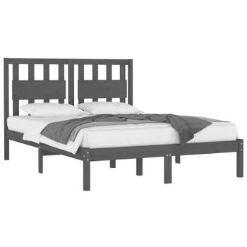 vidaXL Bedframe massief grenenhout grijs 160x200 cm