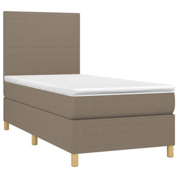 vidaXL Boxspring met matras stof taupe 90x190 cm