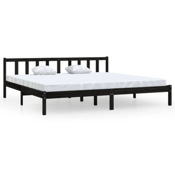 vidaXL Bedframe massief grenenhout zwart 200x200 cm