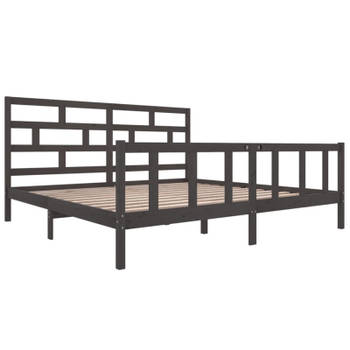 vidaXL Bedframe massief grenenhout grijs 200x200 cm