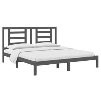 vidaXL Bedframe massief hout grijs 180x200 cm