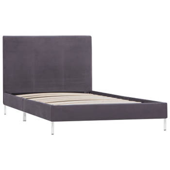 vidaXL Bedframe stof grijs 90x200 cm