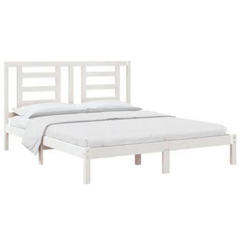 vidaXL Bedframe massief grenenhout wit 160x200 cm