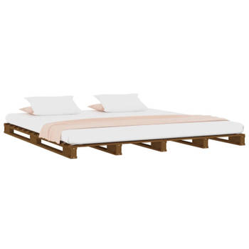 vidaXL Palletbed massief hout honingbruin 150x200 cm