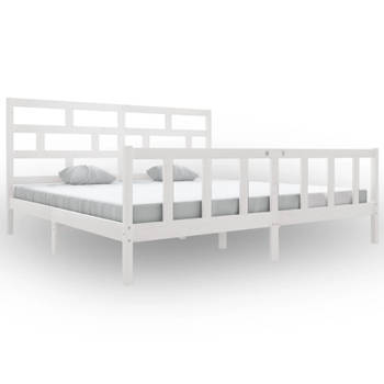 vidaXL Bedframe massief grenenhout wit 180x200 cm