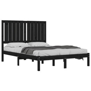 vidaXL Bedframe massief grenenhout zwart 120x200 cm