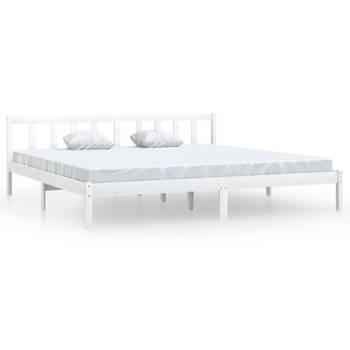 vidaXL Bedframe massief grenenhout wit 200x200 cm