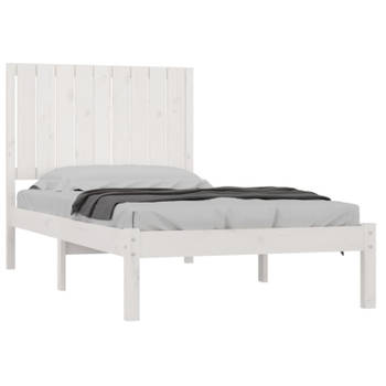 vidaXL Bedframe massief grenenhout wit 90x190 cm