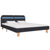 vidaXL Bedframe met LED stof donkergrijs 180x200 cm