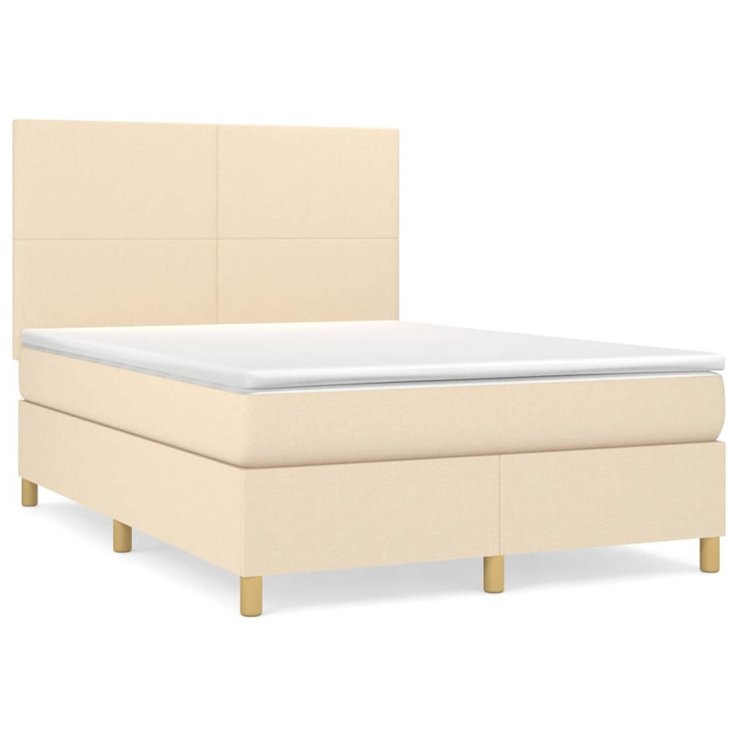 vidaXL-Boxspring-met-matras-stof-crèmekleurig-140x190-cm