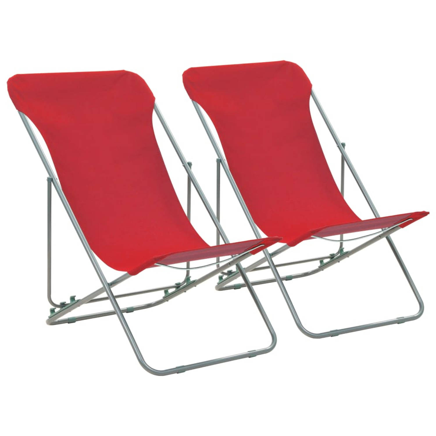 vidaXL Strandstoelen inklapbaar staal en oxford stof rood 2 st