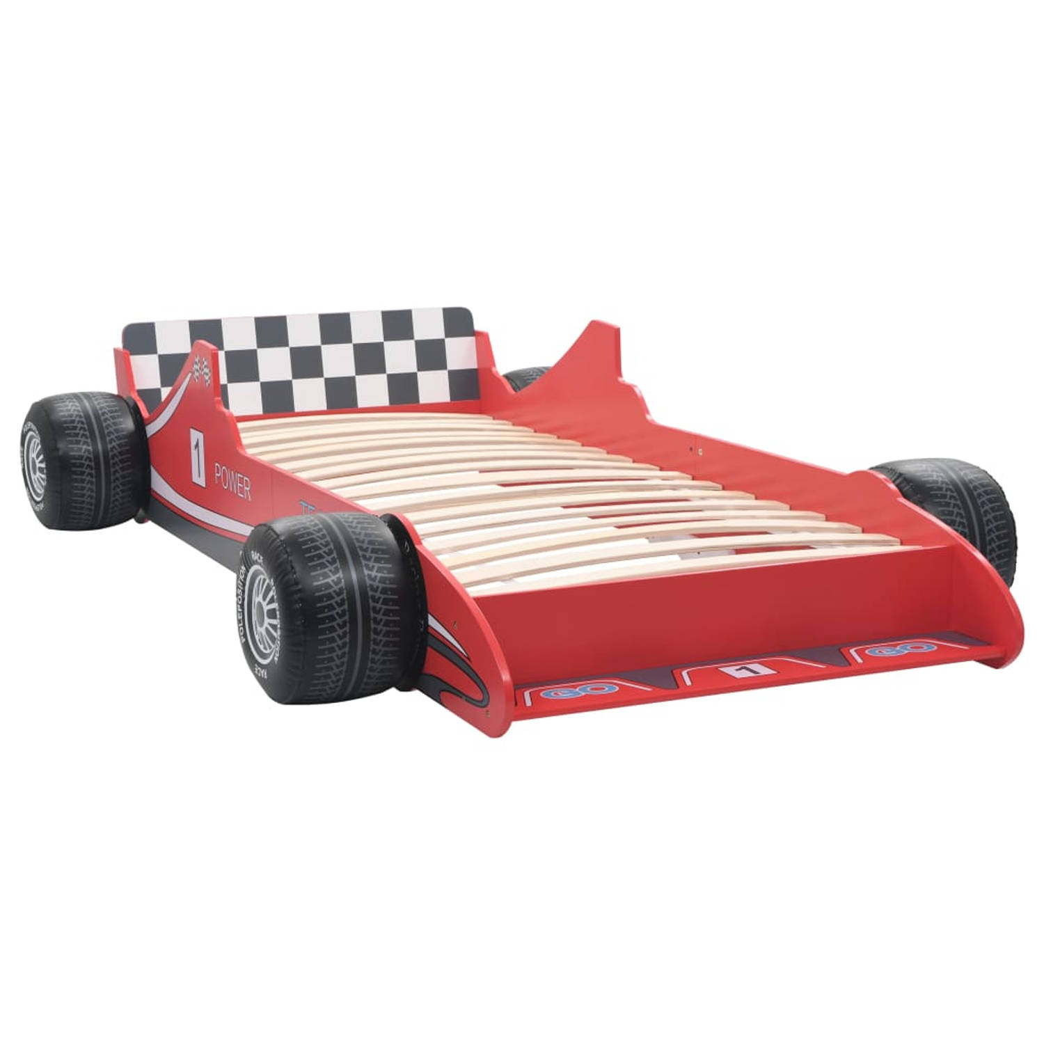 The Living Store Raceauto kinderbed - rood - 229x94.5x47 cm - geschikt voor matras van 90x200 cm - vanaf 4 jaar - The Living Store