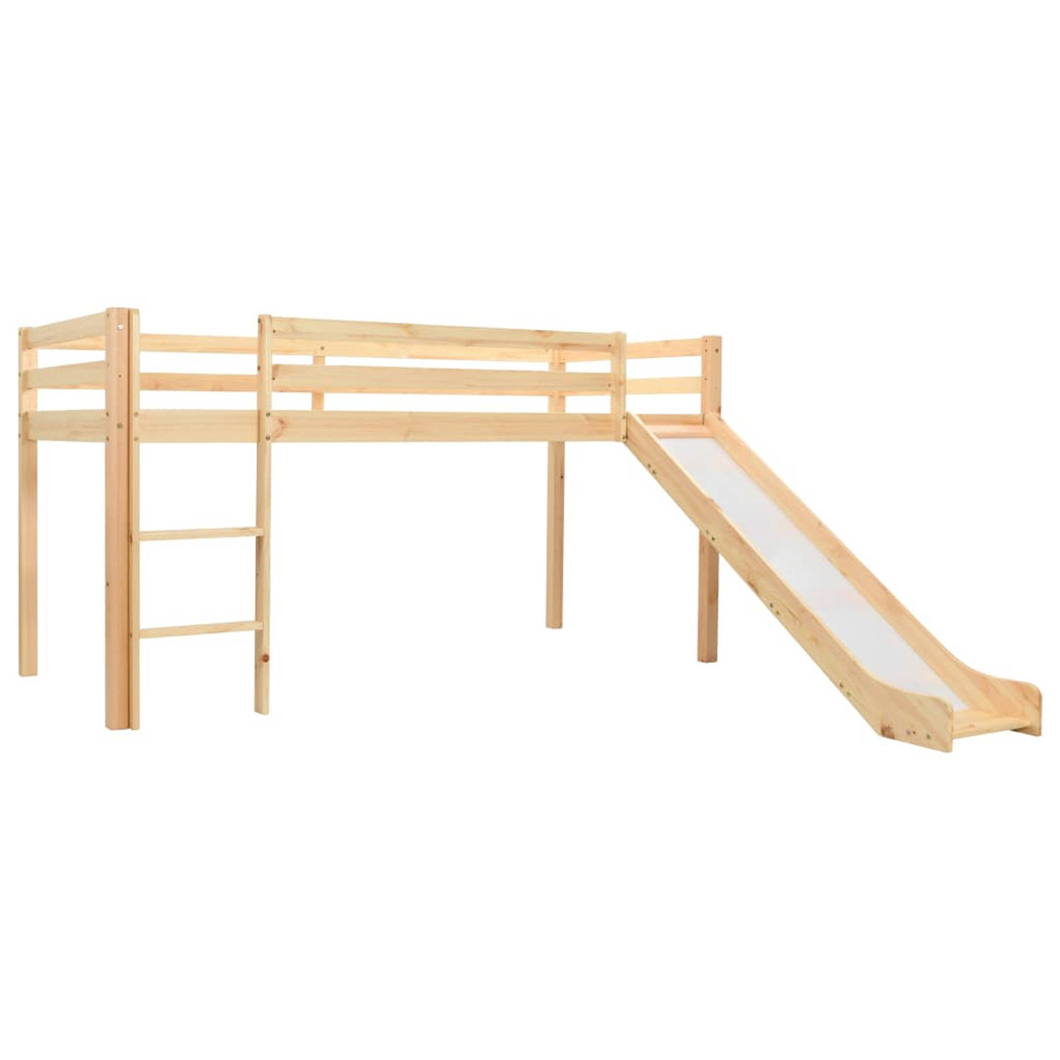 vidaXL Kinderhoogslaper met glijbaan en ladder 97x208 cm grenenhout