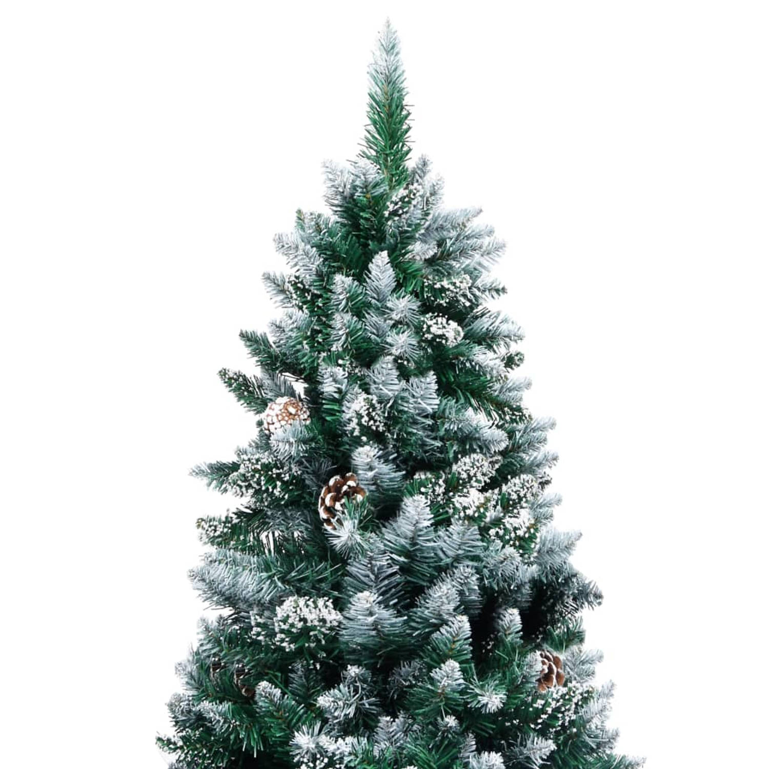 The Living Store Kunstkerstboom met dennenappels en witte sneeuw 210 cm - Decoratieve kerstboom