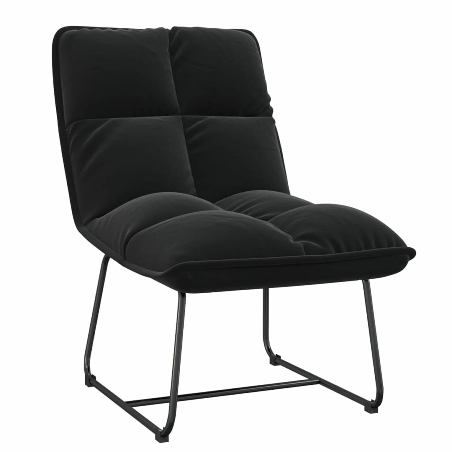 vidaXL Loungestoel met metalen frame fluweel zwart