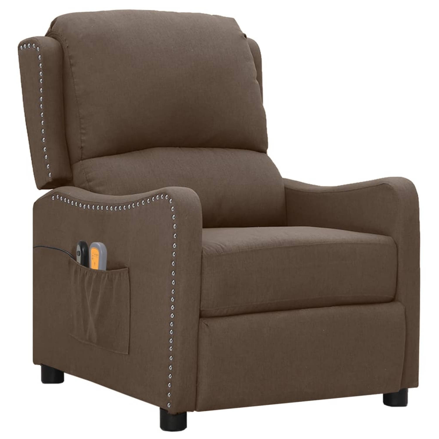 The Living Store Massagestoel elektrisch stof taupe - Fauteuil