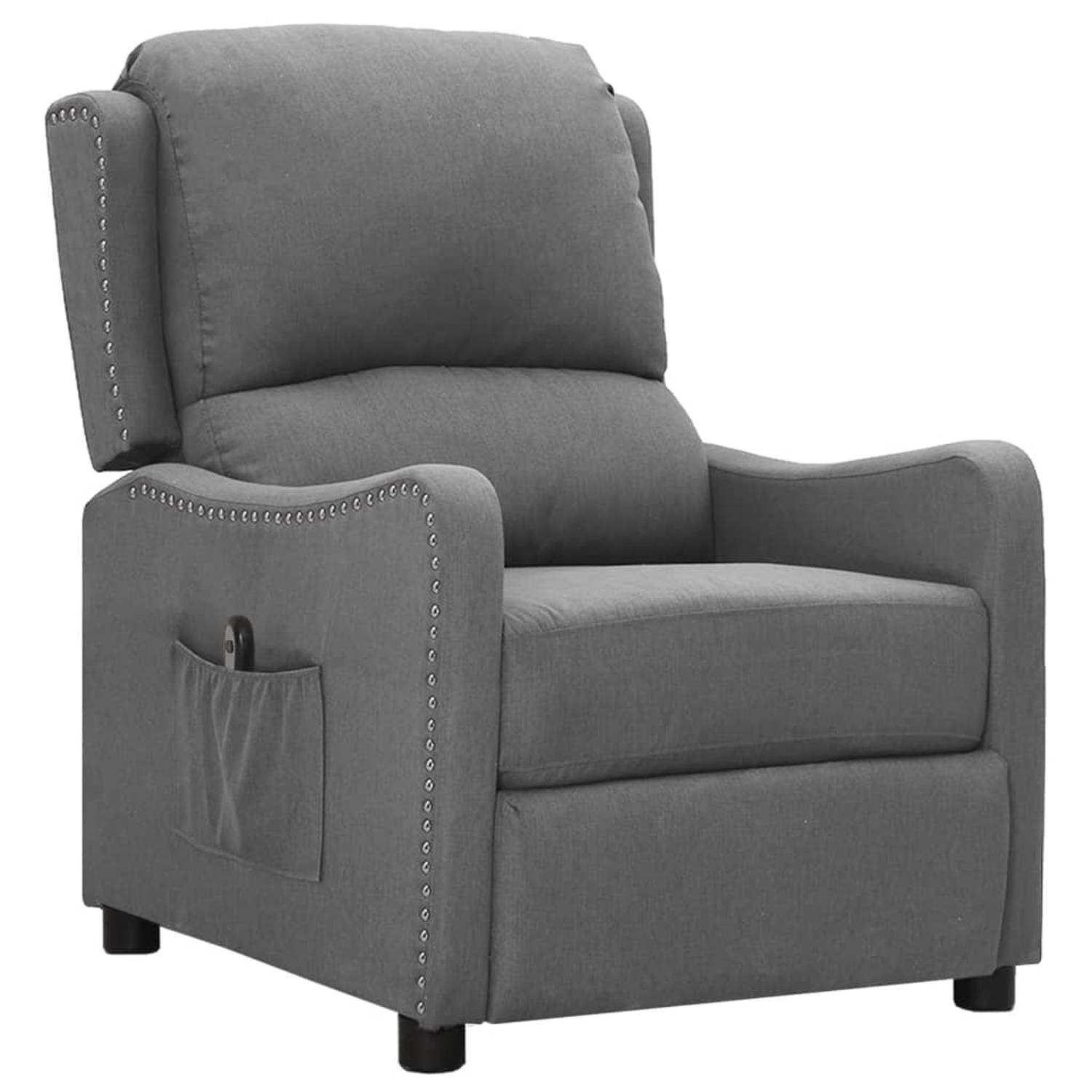 The Living Store Fauteuil elektrisch verstelbaar stof lichtgrijs - Fauteuil