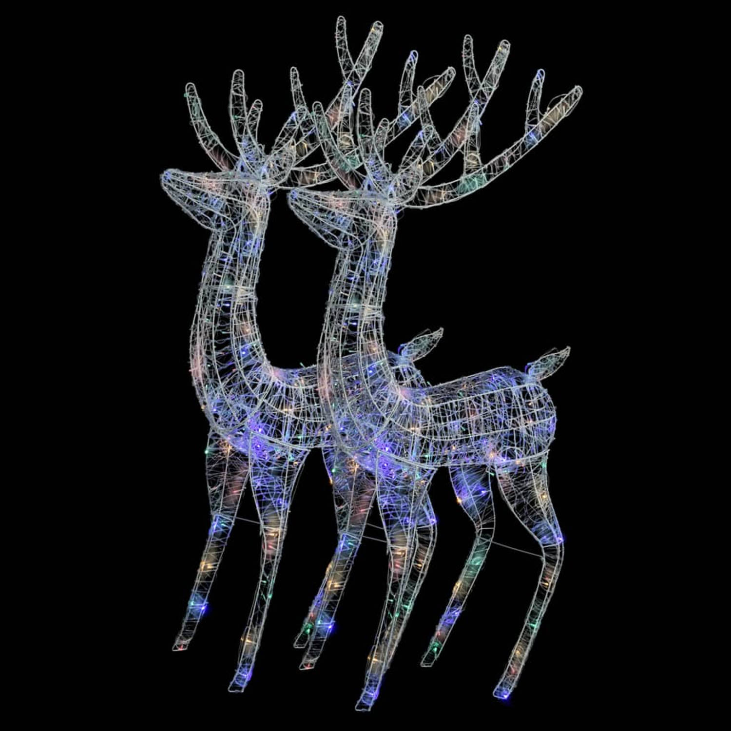 vidaXL Kerstdecoratie rendier XXL 2 st 250 LED meerkleurig 180cm acryl