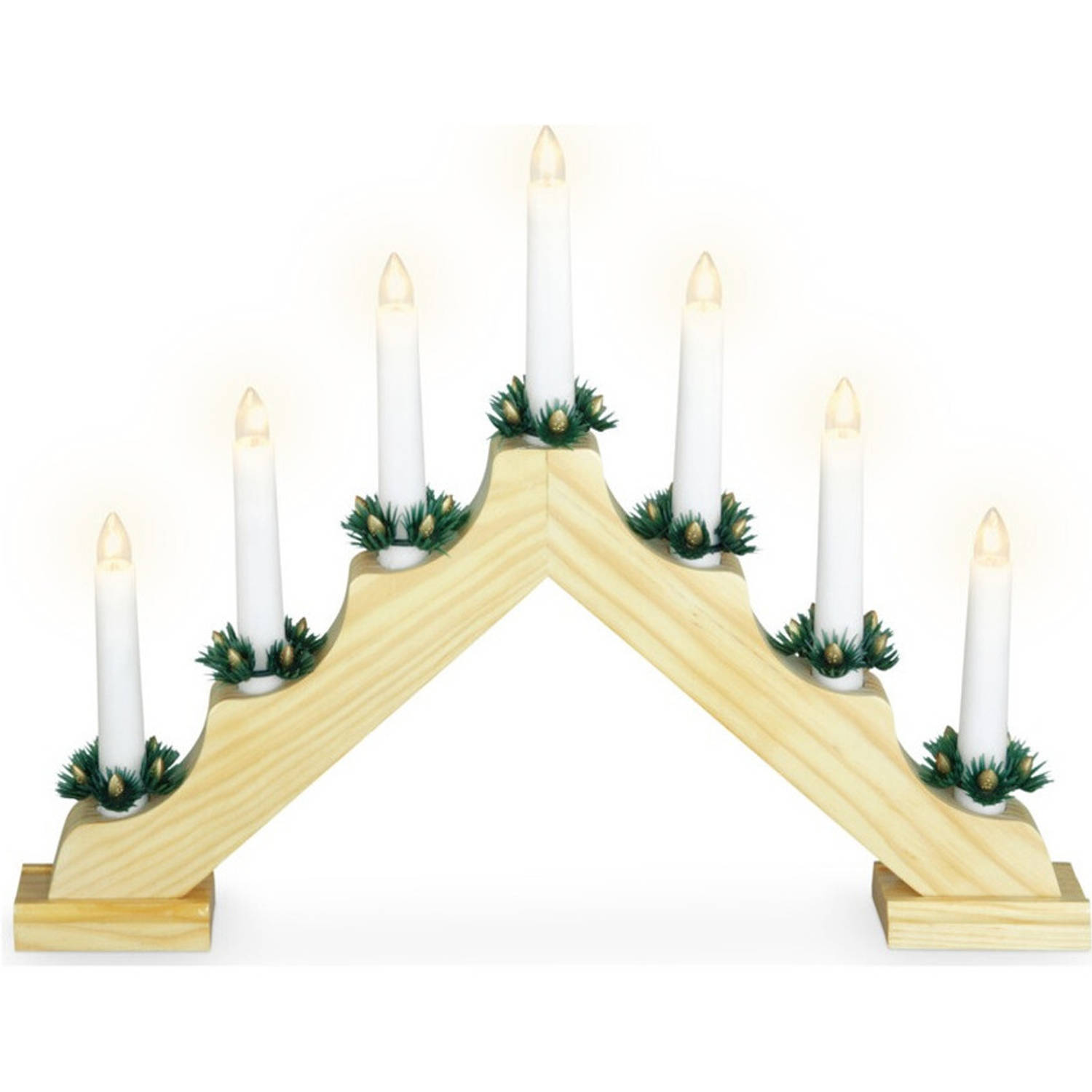 Christmas Decoration kaarsenbrugA  goud 41 x 5 x 31 cm hout kerstverlichting figuur