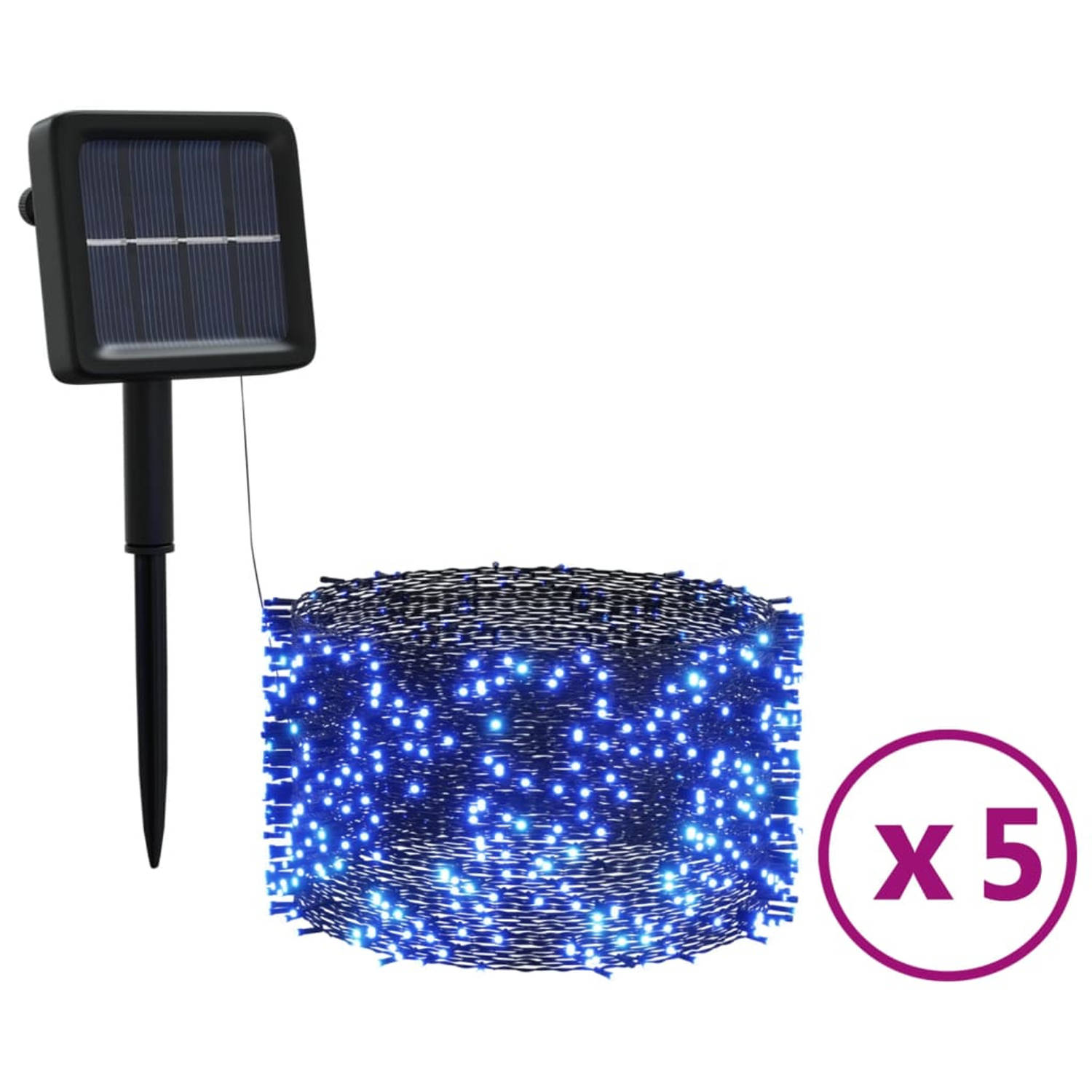 VidaXL 5 st Lichtslinger met 200 LED's solar binnen-buiten blauw