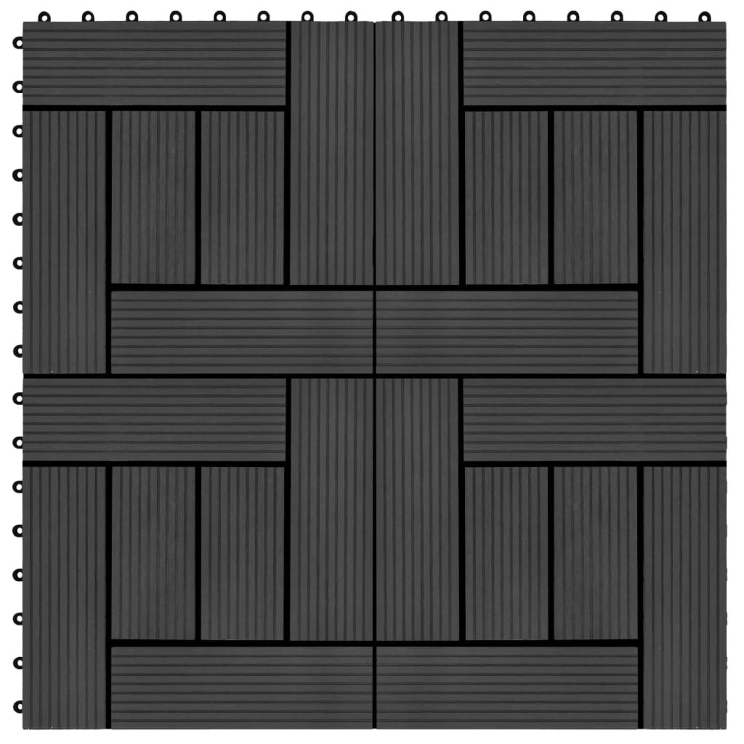 vidaXL 22 st Terrastegels 30x30 cm 2 mÂ² HKC zwart