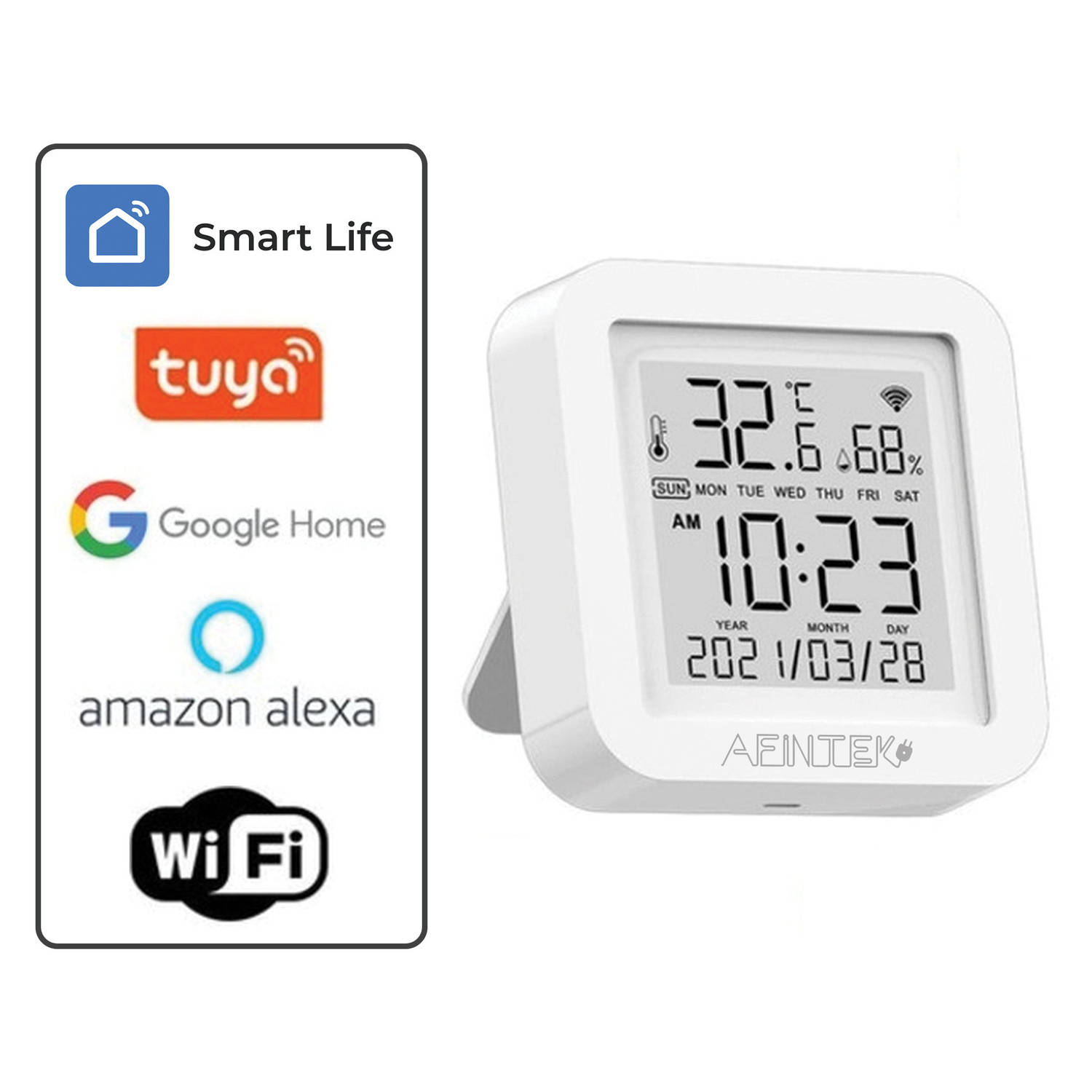 Smart Life WiFi Thermometer / Hygrometer Inclusief Datum & Tijd - Batterij Versie -