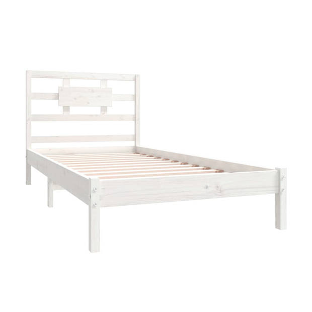 vidaXL Bedframe massief hout wit 100x200 cm