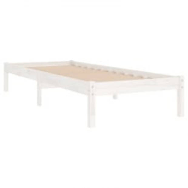 vidaXL Bedframe massief hout wit 100x200 cm