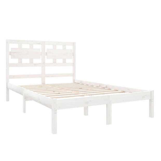 vidaXL Bedframe massief hout wit 120x190 cm