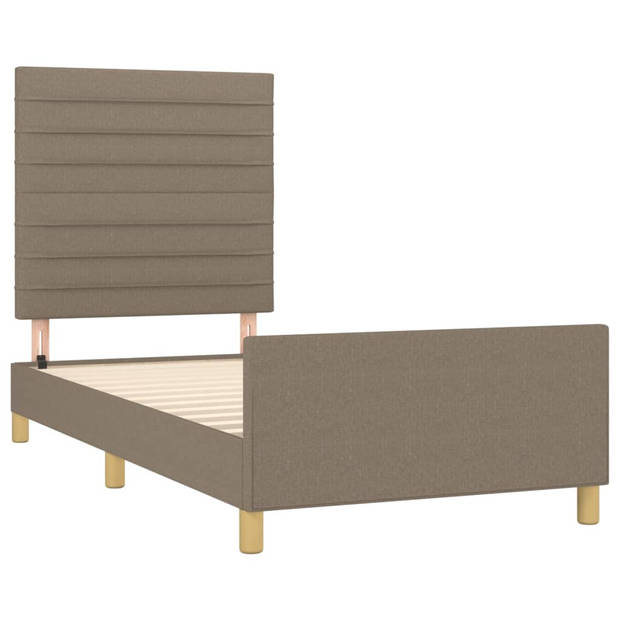 vidaXL Bedframe met hoofdeinde stof taupe 90x200 cm