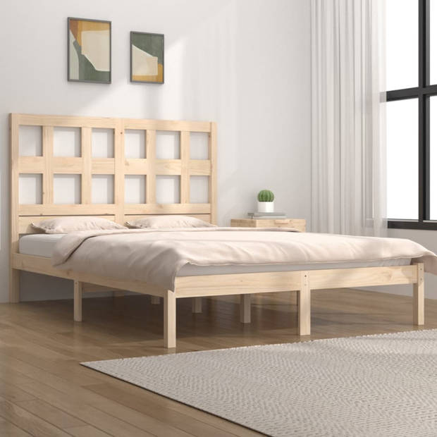 vidaXL Bedframe zonder matras massief grenenhout 135x190 cm