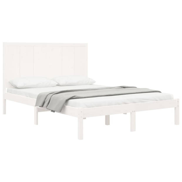 vidaXL Bedframe massief grenenhout wit 140x200 cm