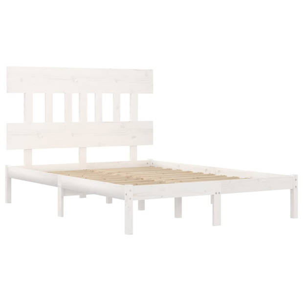 vidaXL Bedframe massief hout wit 140x200 cm