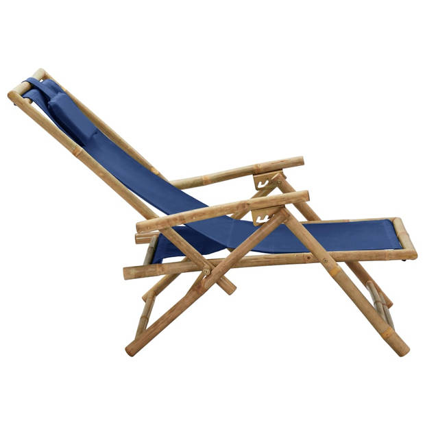 vidaXL Relaxstoel verstelbaar bamboe en stof marineblauw