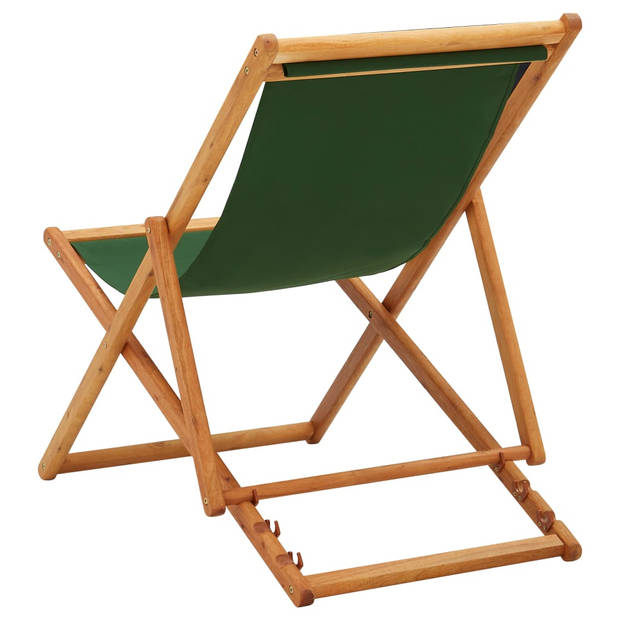 The Living Store Strandstoel Groen - Verstelbaar en Inklapbaar - Houten Frame - 60x112/119/127 cm - 3 Standen