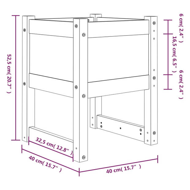 vidaXL Plantenbak 40x40x52,5 cm massief grenenhout zwart