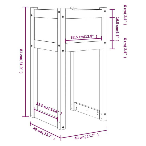 vidaXL Plantenbakken 2 st 40x40x81 cm massief grenenhout grijs