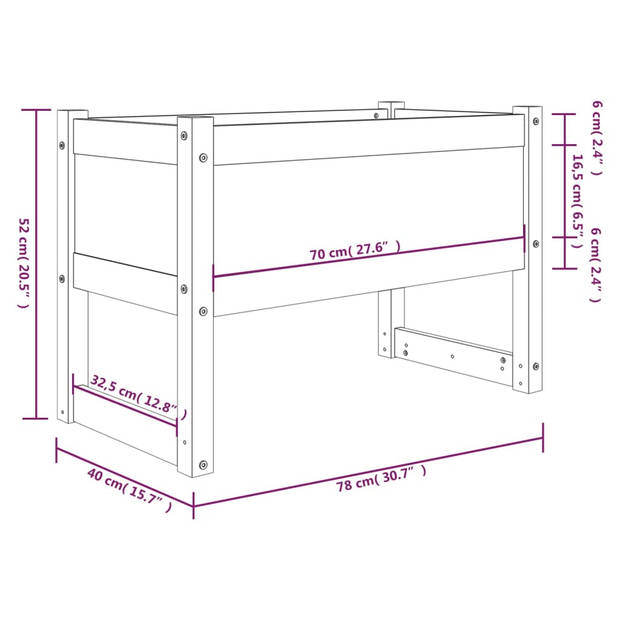 The Living Store Verhoogde Tuinbak - Massief grenenhout - 78 x 40 x 52 cm - Grijs