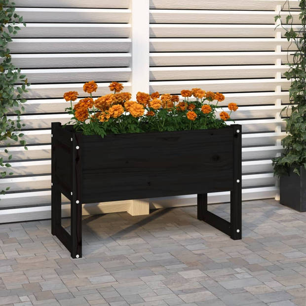 vidaXL Plantenbak 78x40x52 cm massief grenenhout zwart