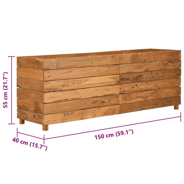 vidaXL Plantenbak verhoogd 150x40x55 cm gerecycled teakhout en staal