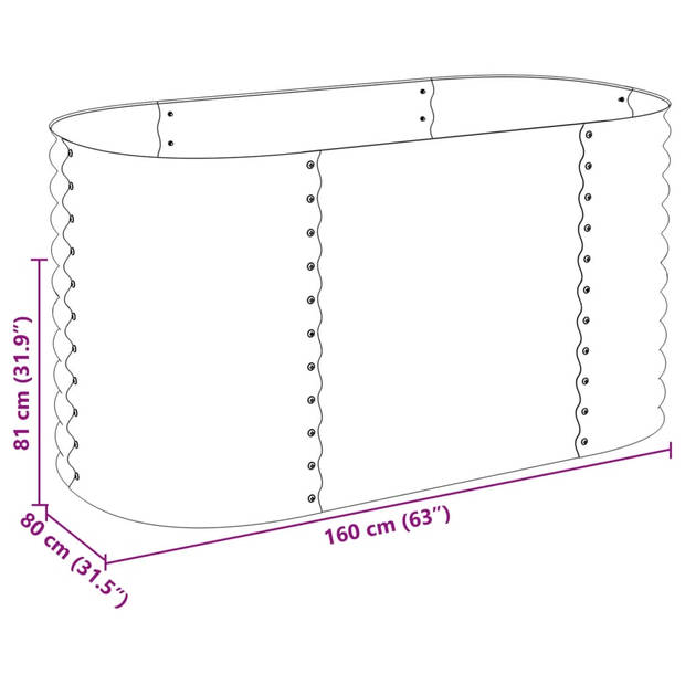 vidaXL Plantenbak verhoogd 160x80x81 cm gegalvaniseerd staal grijs