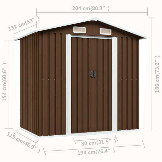 vidaXL Tuinberging 204x132x186 cm staal bruin